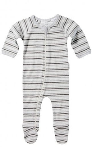 Purebaby Zip Growsuit Grey Multi Stripe